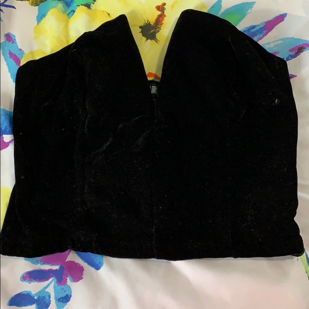 Deep v velvet tube top NWT